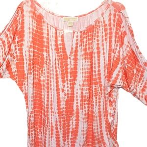 Michael Kors Orange & White Cold Shoulder Top